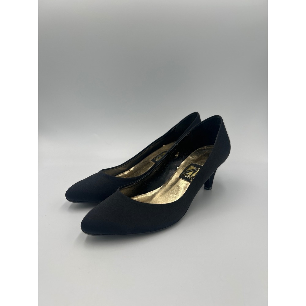 J Renee Womens 7.5N Black Fabric Almond Toe Kitten Heel Pumps Evening Shoes